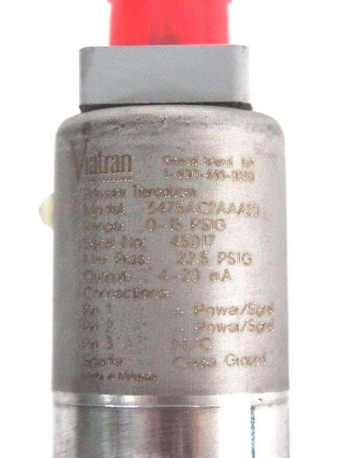 NIB VIATRAN 3475AC2AAA20 PRESSURE TRANSMITTER 0-15PSIG 22.5PSIG MAX 4-20MA