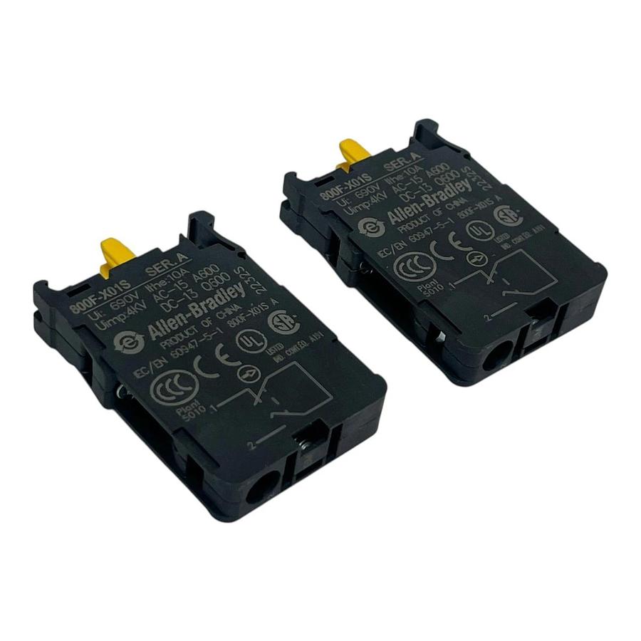 (LOT OF 2) Allen-Bradley 800F-X01S Ser. A Contact Blocks - NEW SURPLUS