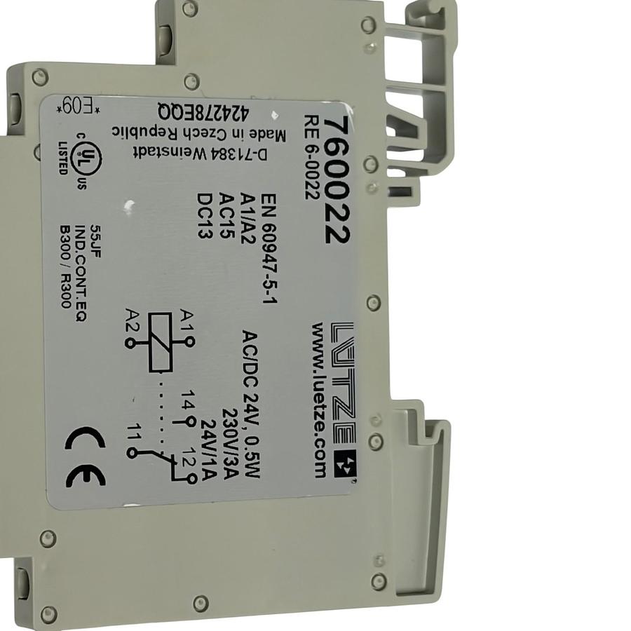 Used Lot of 3 Lutze 760022 RE 6-0022 Interface Relay Modules 24VAC/DC 230V 3A New