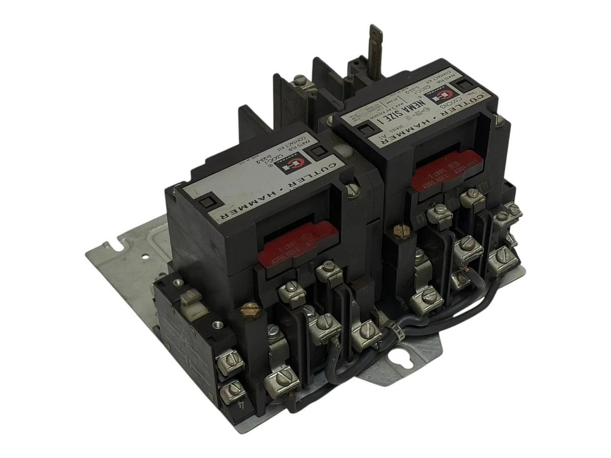 Used Cutler Hammer C50CN3 NEMA Size 1 Reversing Contactor Starter 120V Coil C320KB2