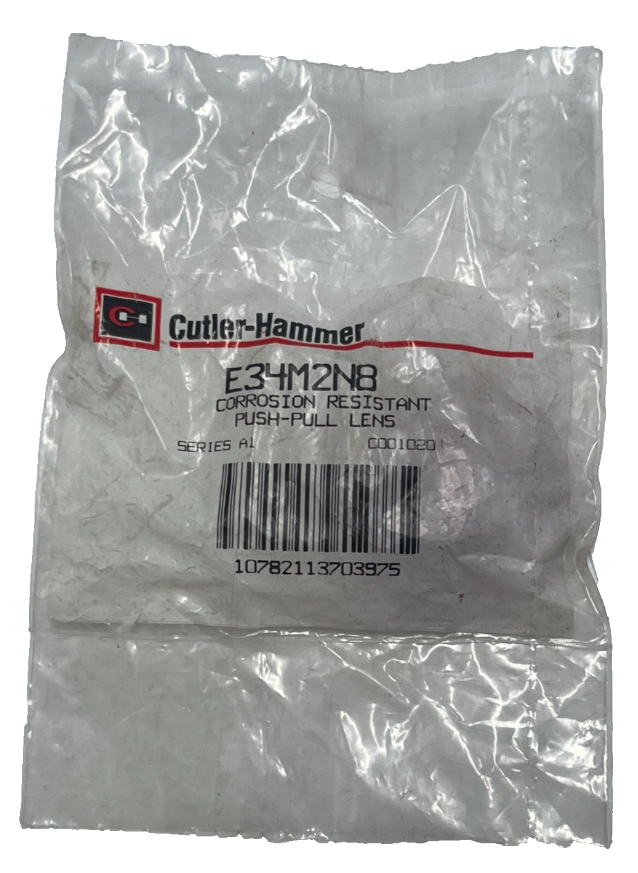 Cutler-Hammer E34M2N8 Red "EMERGENCY STOP" Lens for 30.5mm Illuminated Push-Pull