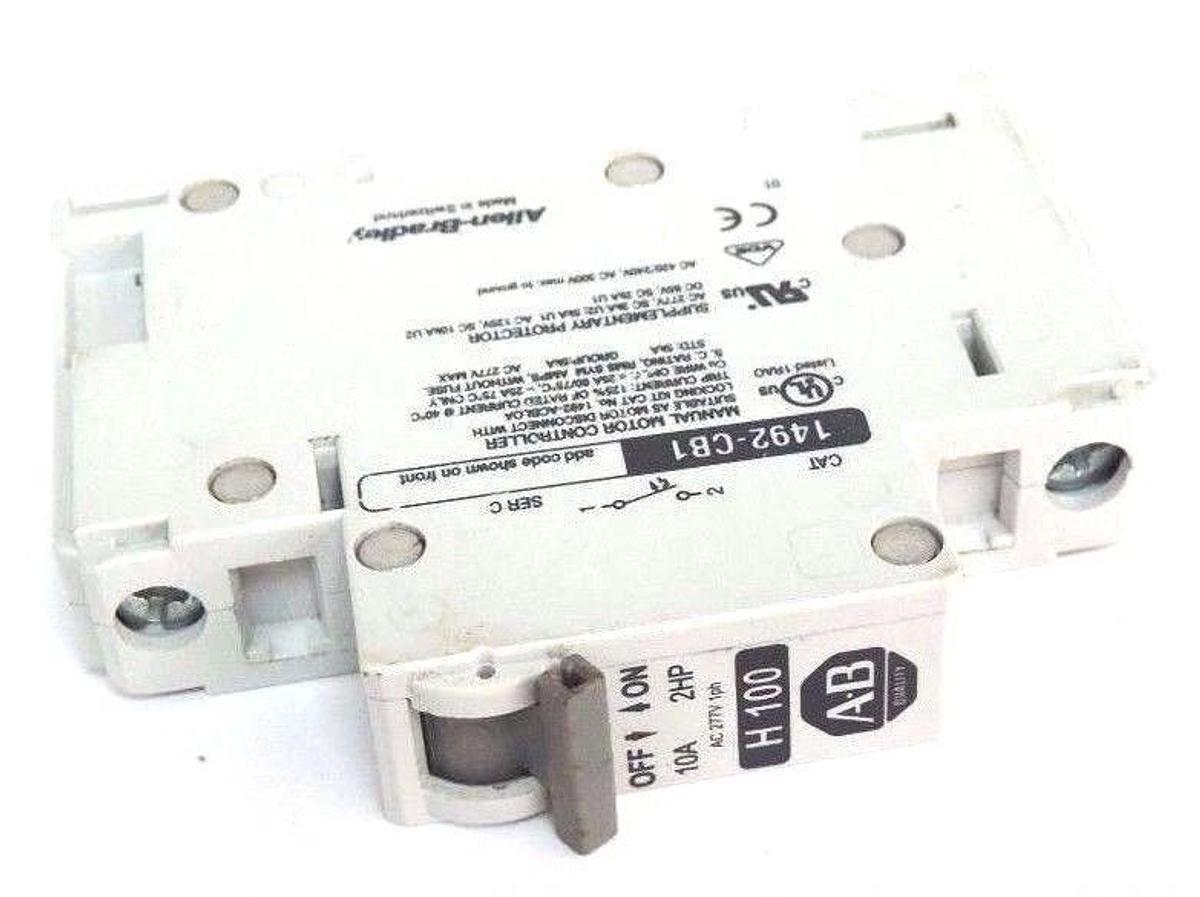 Used ALLEN BRADLEY 1492-CB1 CIRCUIT BREAKER SER. C 7A 1HP H100 1492CB1, 1492-CB1H100