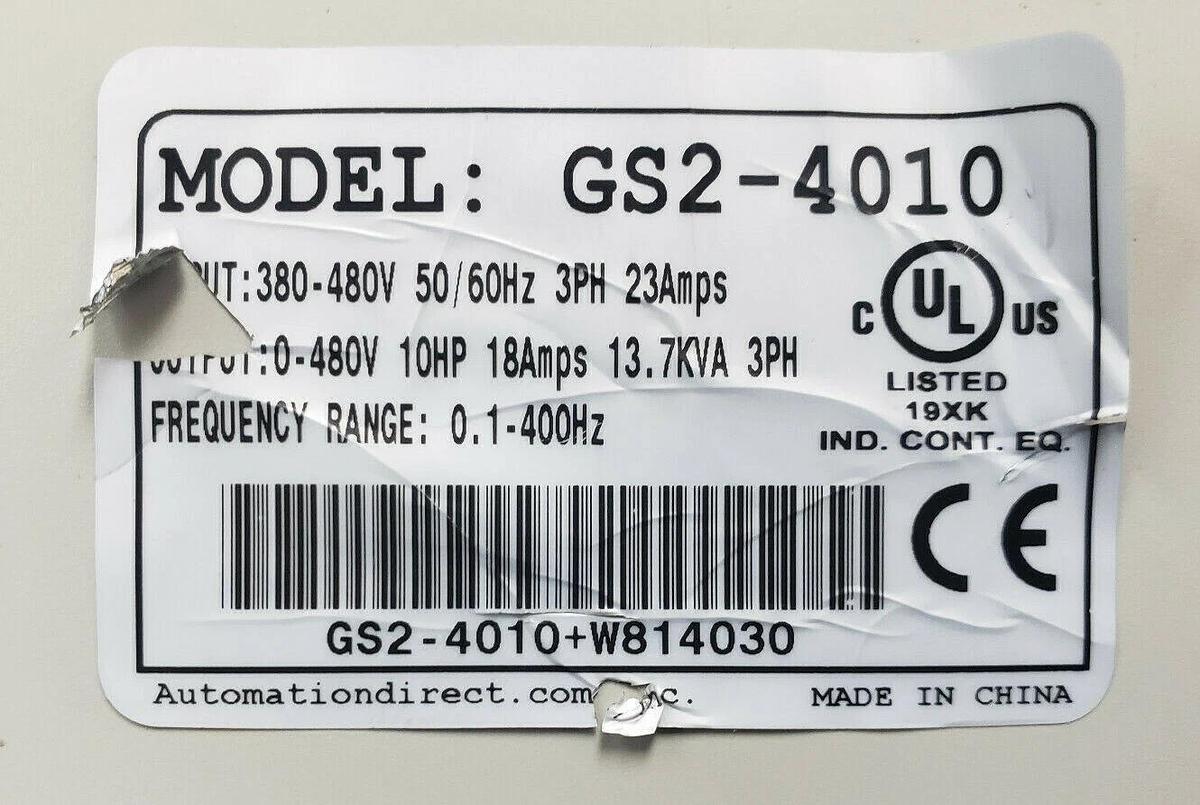 Used AUTOMATION DIRECT GS2-4010 AC MICRO DRIVE 10HP GS2-4010-W814030 *DAMAGED*
