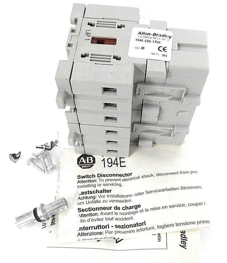 NIB ALLEN BRADLEY 194E-E25-1756 LOADSWITCH FRONT MOUNT SER. B, 480V, 25A, 6 POLE