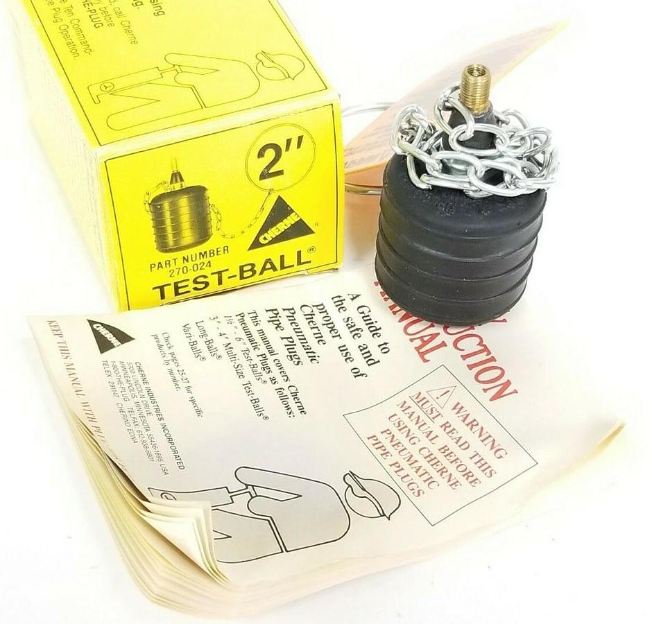 Used NIB CHERNE INDUSTRIES P/N: 270-024 PNEUMATIC TEST-BALL PLUG 2'' IN. 270024