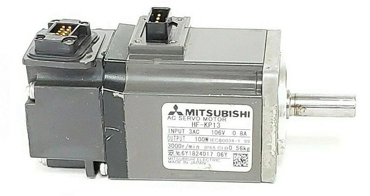 Used MITSUBISHI HF-KP13 SERVO MOTOR 100W, INPUT: 3AC, 106V, 0.8A, 3000R/MIN