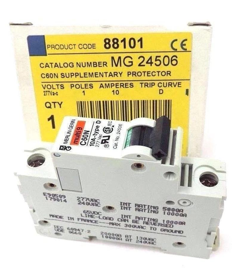 Used NIB SQUARE D MG24506 C60N SUPPLEMENTARY PROTECTOR 88101, 1-POLE, 10AMPS