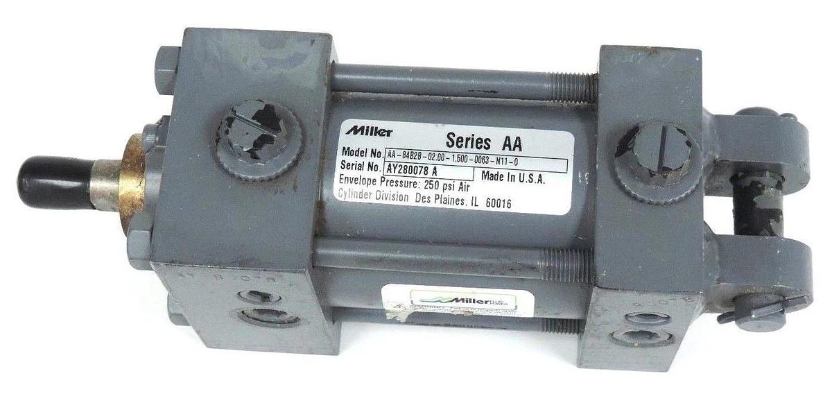 NEW MILLER AA-84B2B-02.00-1.500-0063-N11-0 CYLINDER 250 PSI SERIES AA