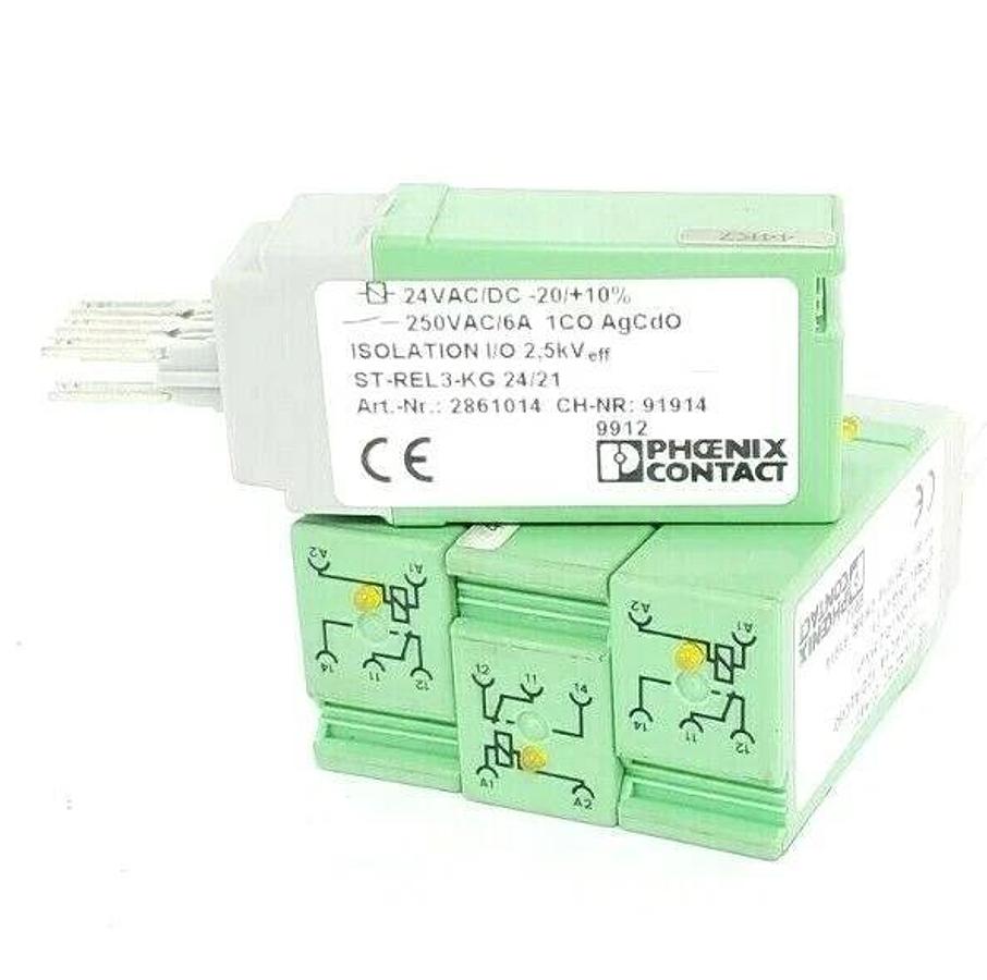 Used LOT OF 4 PHOENIX CONTACT ST-REL3-KG 24/21 RELAY CONNECTORS 2861014 CH-NR: 91914