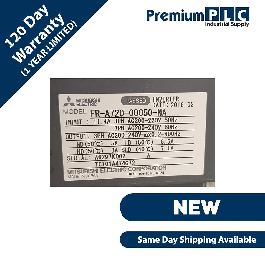 Used NEW MITSUBISHI FR-A720-00050-NA FREQROL FR-A700 VFD INVERTER 5A / 0.75kW / 1HP