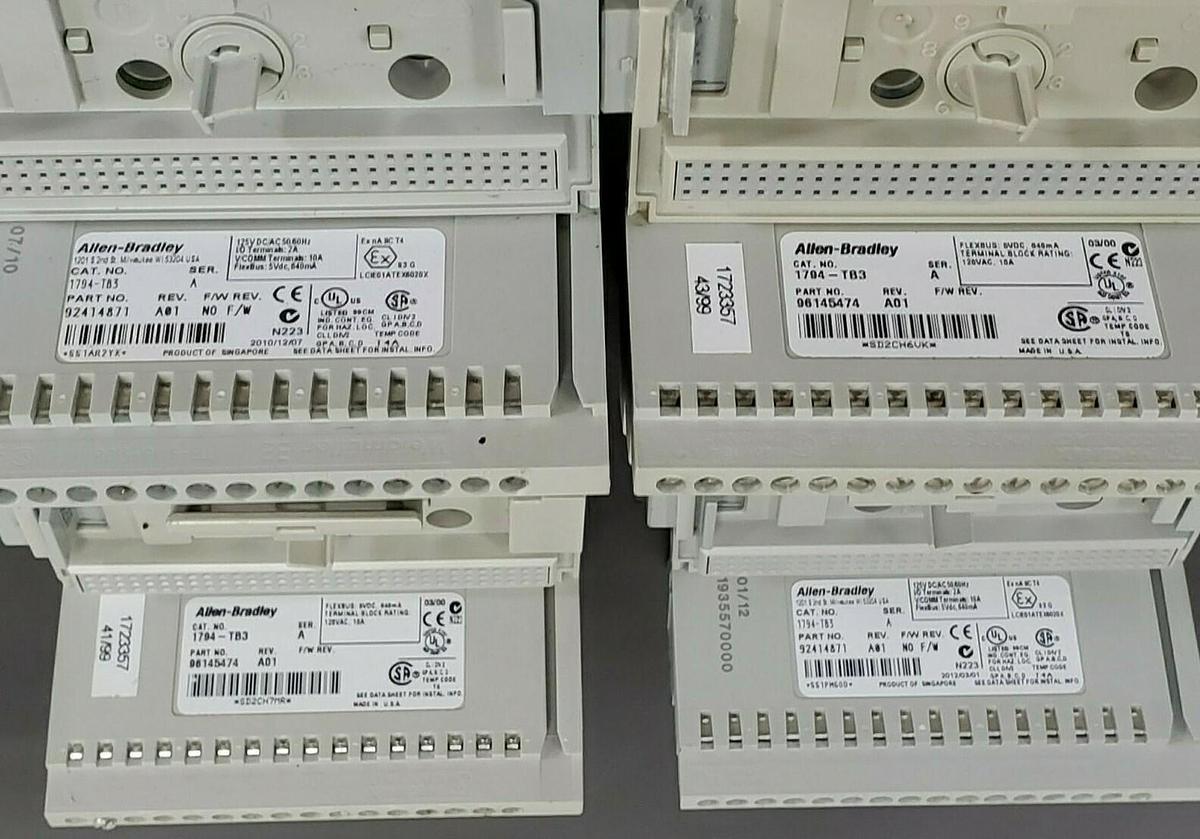 Used LOT OF 4 ALLEN BRADLEY 1794-TB3 TERMINAL BASES 1794TB3 SER. A REV. A01