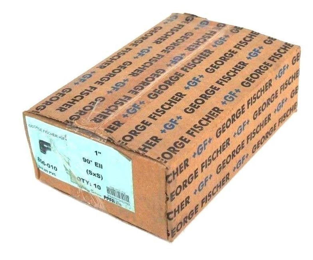 Used BOX OF 10 NEW GEORGE FISCHER 806-010 SCH. 80, 1" PVC 90 DEG ELBOWS, 806010