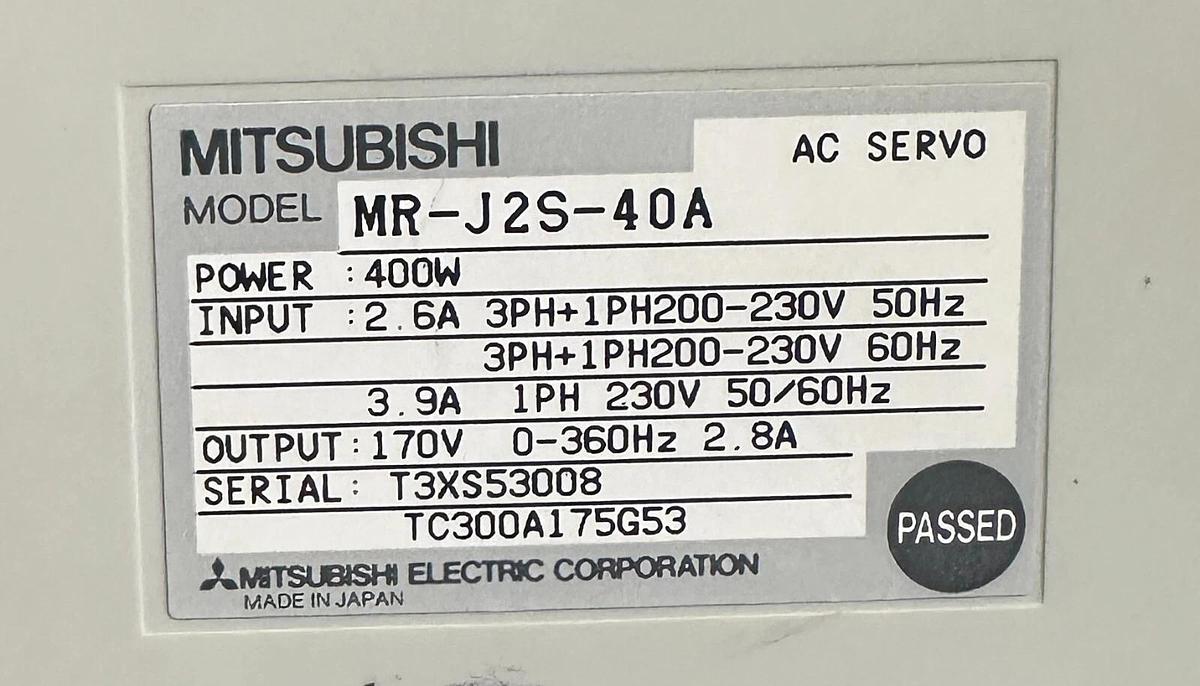Used MITSUBISHI MR-J2S-40A / MRJ2S40A MELSERVO AC SERVO AMPLIFIER 400W 230V J2 SERIES