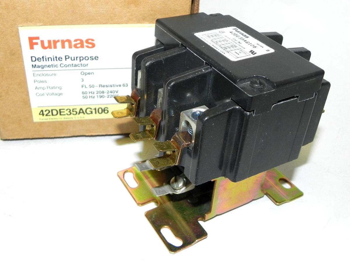 Used NIB FURNAS 42DE35AG106 MAGNETIC CONTACTOR DEFINITE PURPOSE 50AMP, 3POLE, 600VAC