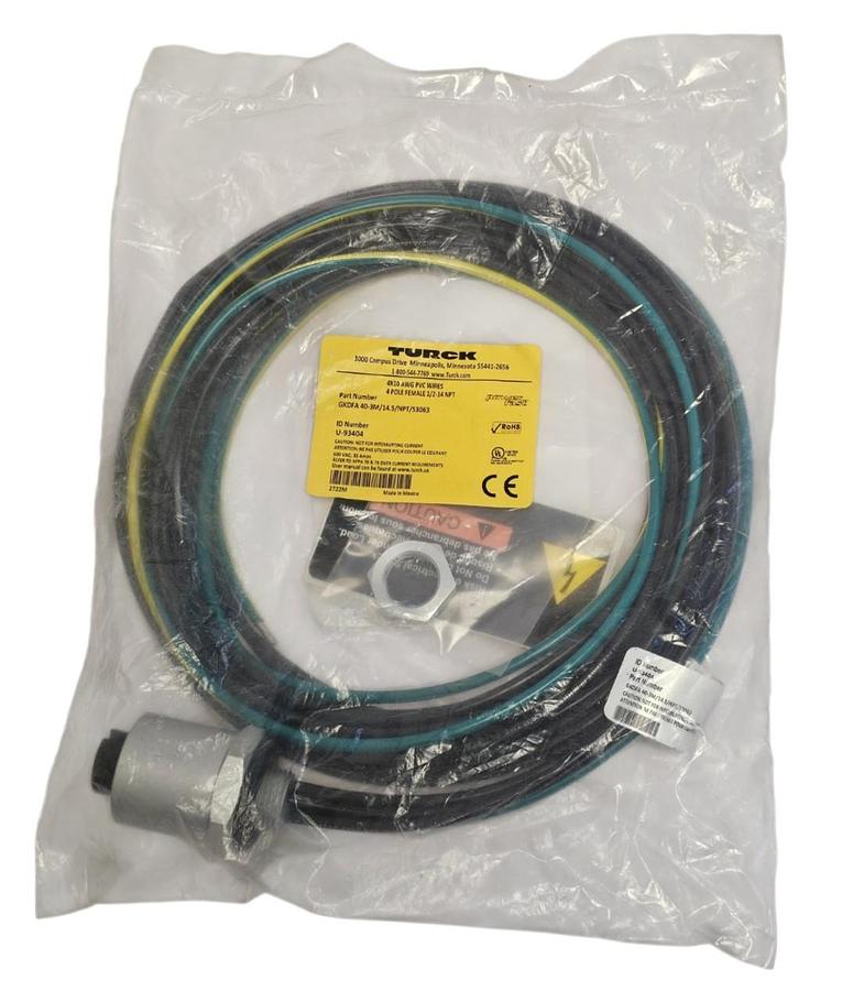 Used NEW TURCK GKDFA 40-3M/14.5/NPT/S3063 RECEPTACLE ID NUMBER: U-93404