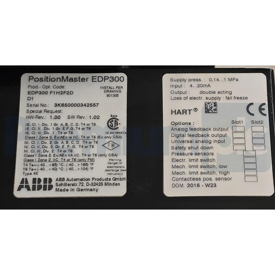 Used ABB PositionMaster EDP300 Digital Positioner EDP300-F1H2F2D D1 HART NSNP (read)
