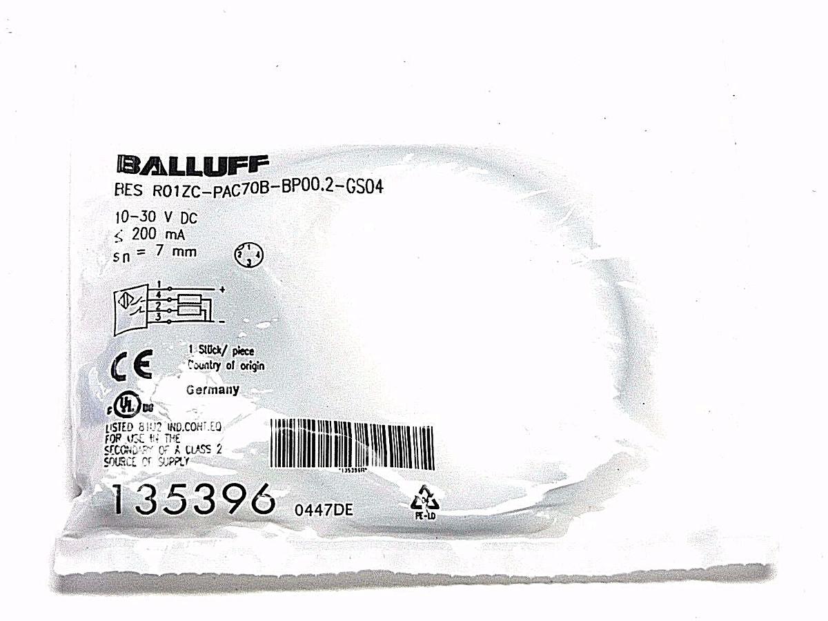 Used NEW BALLUFF BES R01ZC-PAC70B-BP00.2-GS04, 135396 SENSOR