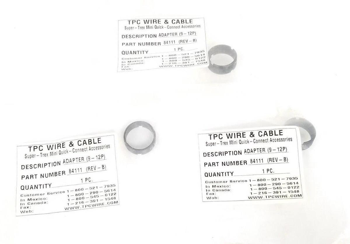 Used LOT OF 3 NEW TPC WIRE & CABLE 84111 (REV-B) ADAPTER (9-12P)