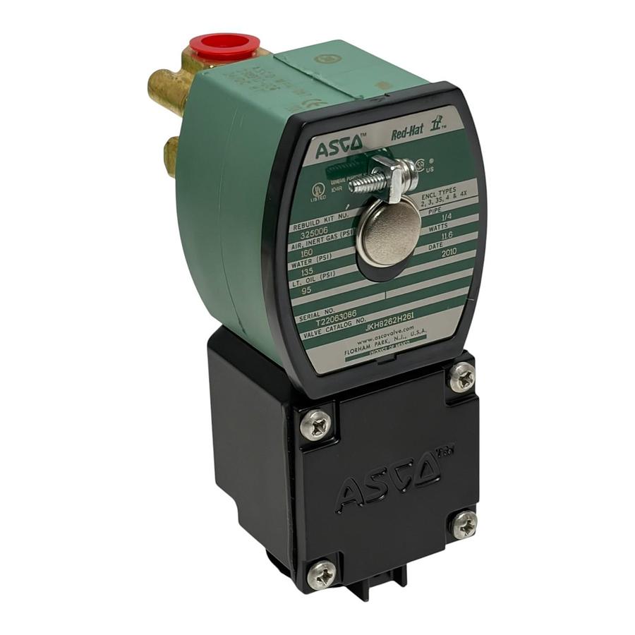 Used ASCO Red Hat JKH8262H261 Brass Solenoid Valve 1/4" 24V DC 2NO New Surplus