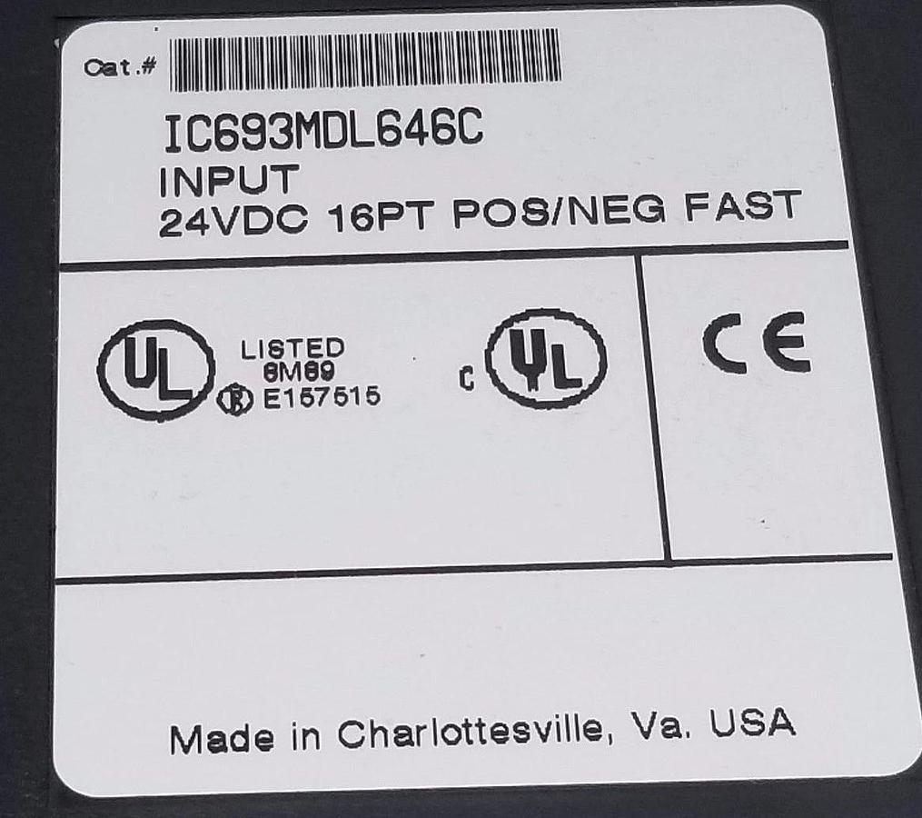 Used GE FANUC IC693MDL646C INPUT MODULE 24VDC 16PT POS/NEG FAST MISSING DOOR & COVER