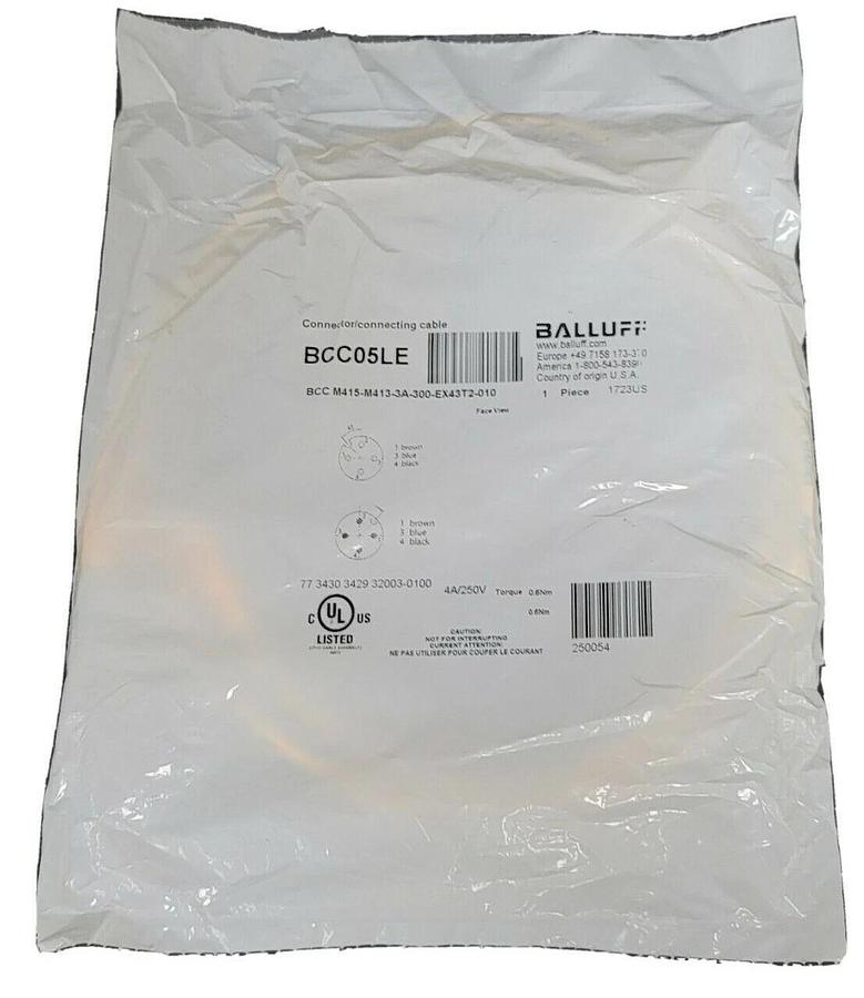 Used NEW BALLUFF BCC M415-M413-3A-300-EX43T2-010 DOUBLE-ENDED CORDSET BCC05LE