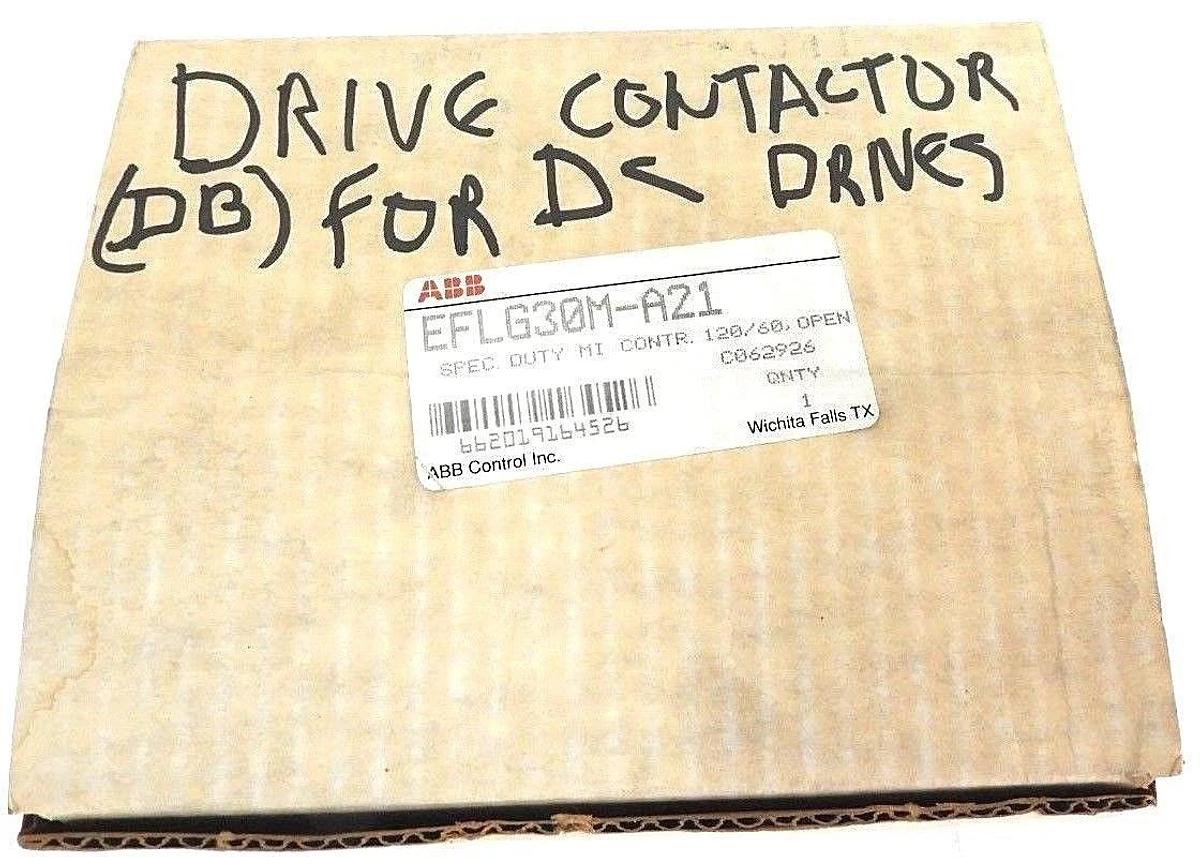 Used NIB ABB EFLG30M-A21 SPEC. DUTY MI CONTR. 120/60, EFLG30, EFLG-30-RP, EFLG-30-CK