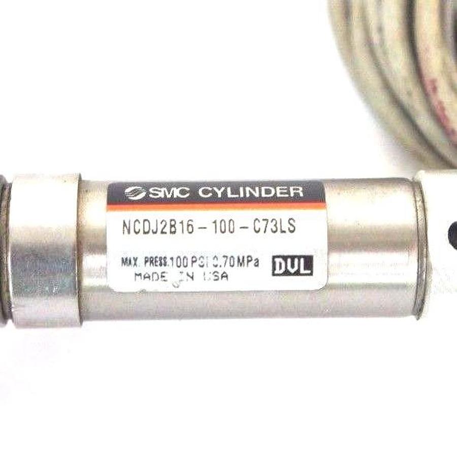 Used LOT OF 2 SMC NCDJ2B16-100-C73LS CYLINDERS W/ D-C73 REED SWITCHES