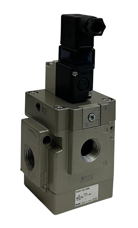 Used SMC VG342-5DZ-04NA / VG3425DZ04NA PNEUMATIC POPPET VALVE 24VDC COIL 3-PORT USNP