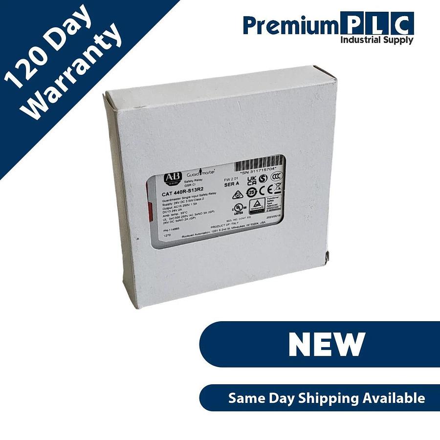 Used NEW ALLEN BRADLEY 440R-S13R2 /A GUARDMASTER SINGLE INPUT SAFETY RELAY F/W 2.01