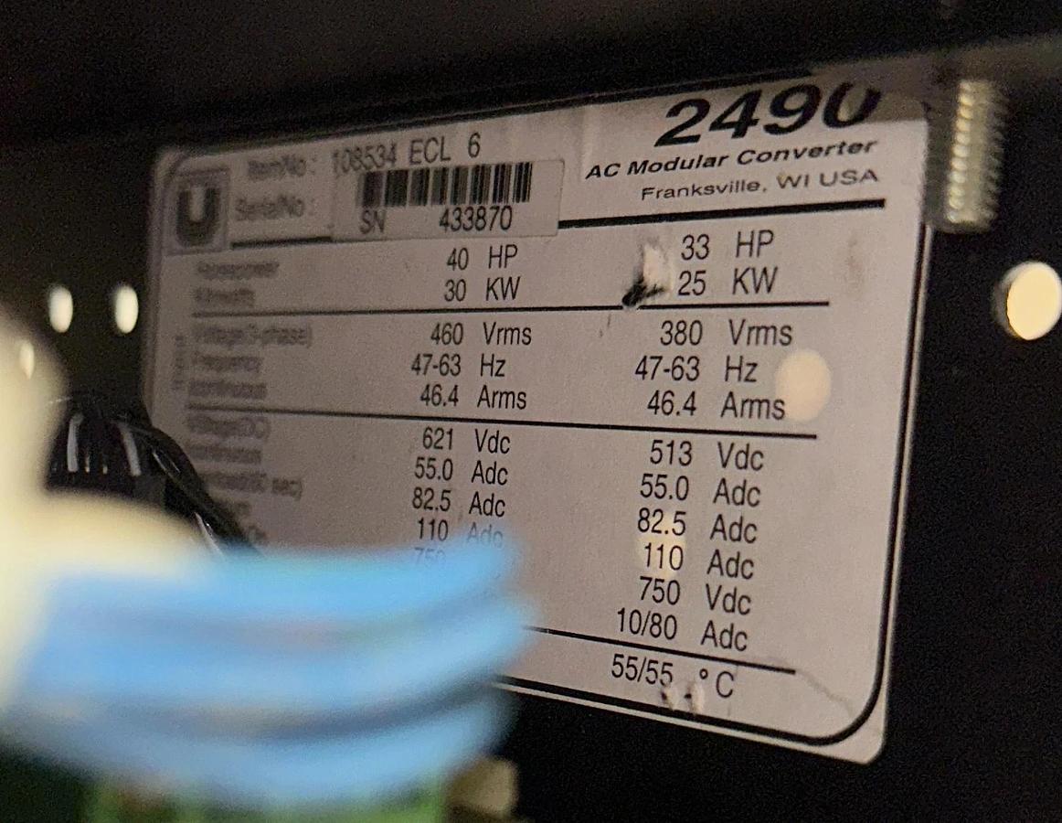 Used UNICO 108534 ECL 6 / 2400 / 2490 AC MODULAR CONVERTER PERFORMANCE 40HP/30kW USNP