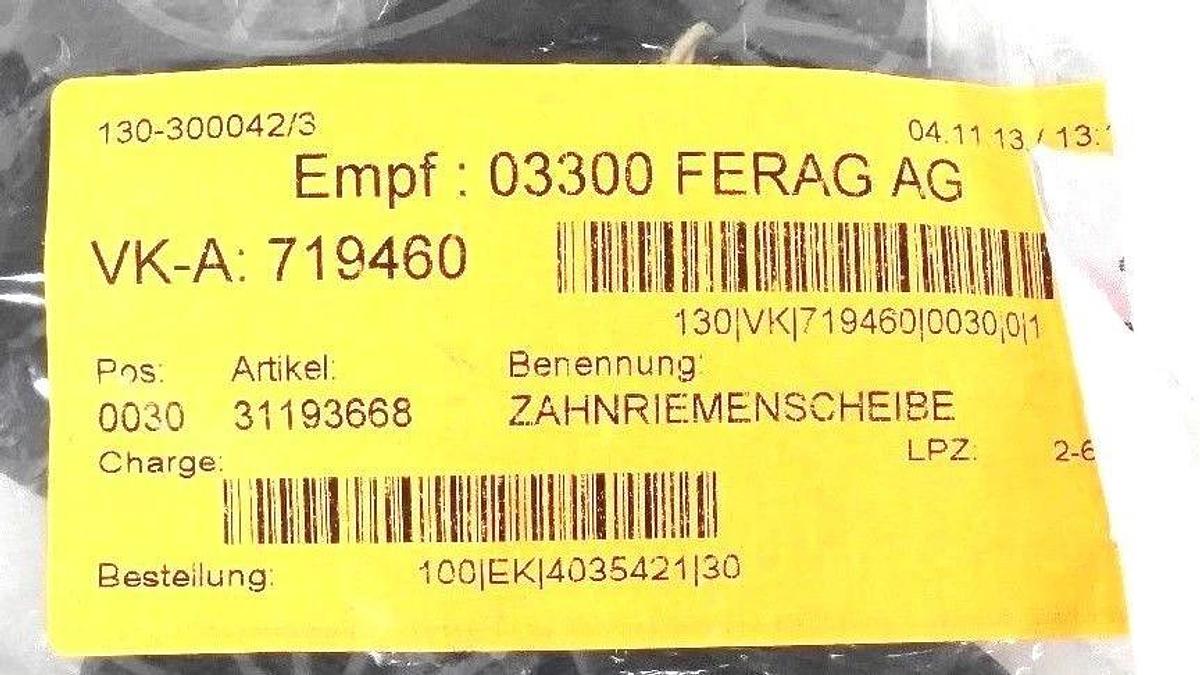 LOT OF 10 NEW EMPF: 03300 FERAG AG VK-A: 719460, 31193668 SPEZ. HTD Z32 5M