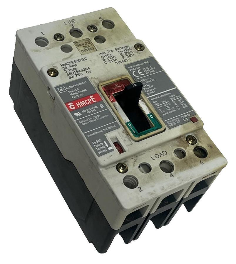 Used Eaton HMCPE030H1C Motor Circuit Protector 30A 600V 3P Series G G-Frame Surplus