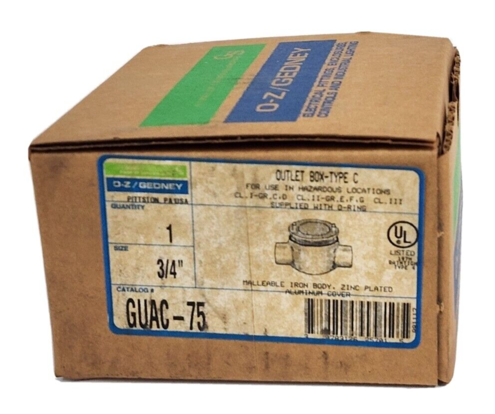 NEW O-Z/GEDNEY GUAC-75 / GUAC75 3/4'' EXPLOSION PROOF OUTLET BOX TYPE C