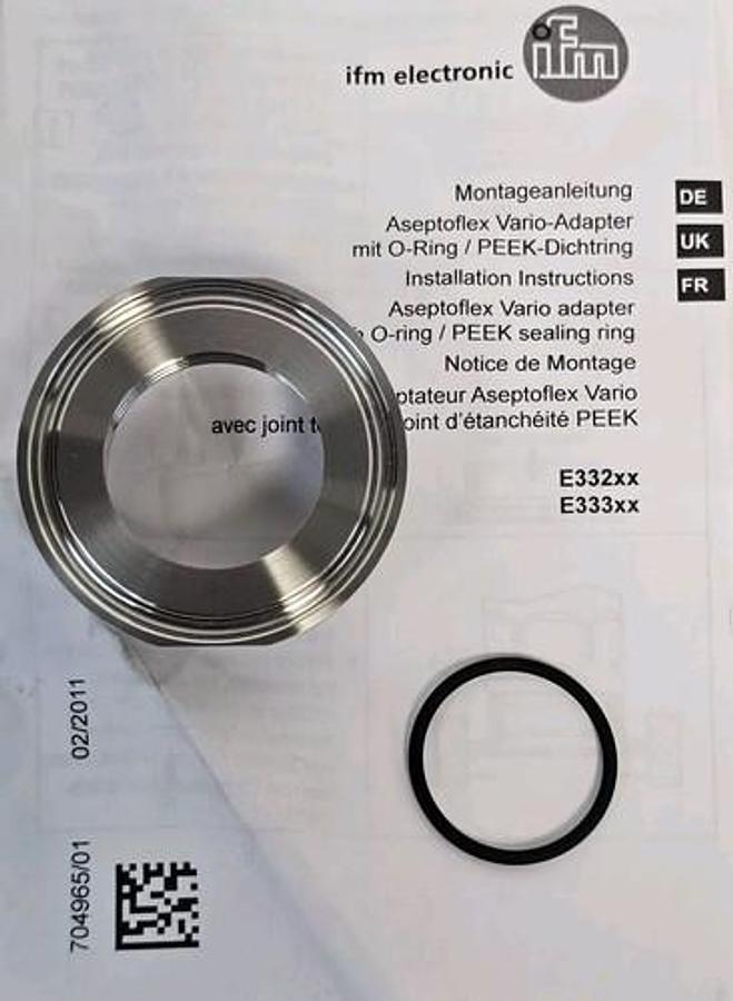 Used NIB IFM ADA IFM-CLAMP ISO2852 1.5" 3A PROCESS ADAPTER TRI-CLAMP E33208