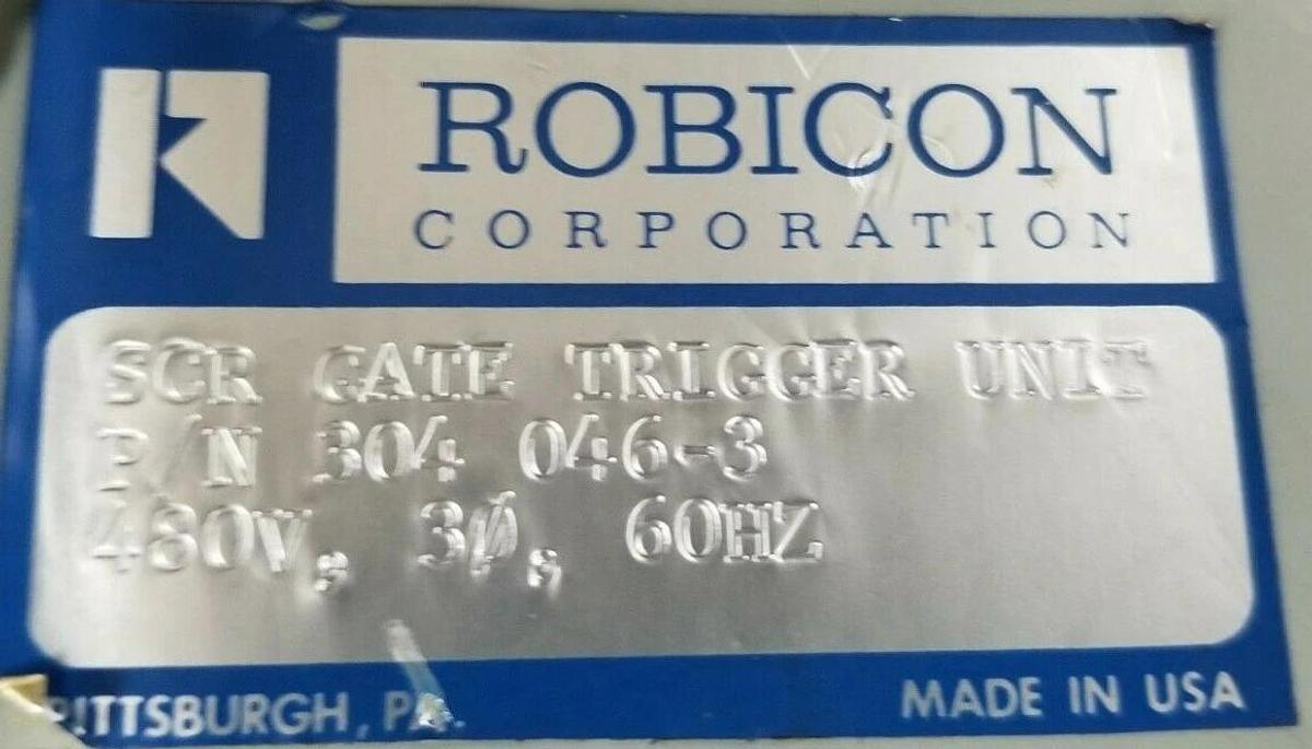 Used ROBICON CORP. 401-324 SCR POWER CONTROLLER 480V 25A W/ 304-046-3 SCR GATE TRIG.