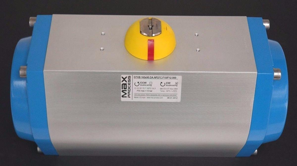 Used NEW MAX PROCESS GTXB.160X90.DA.NP27C.F10/F12.000 DOUBLE ACTING ACTUATOR