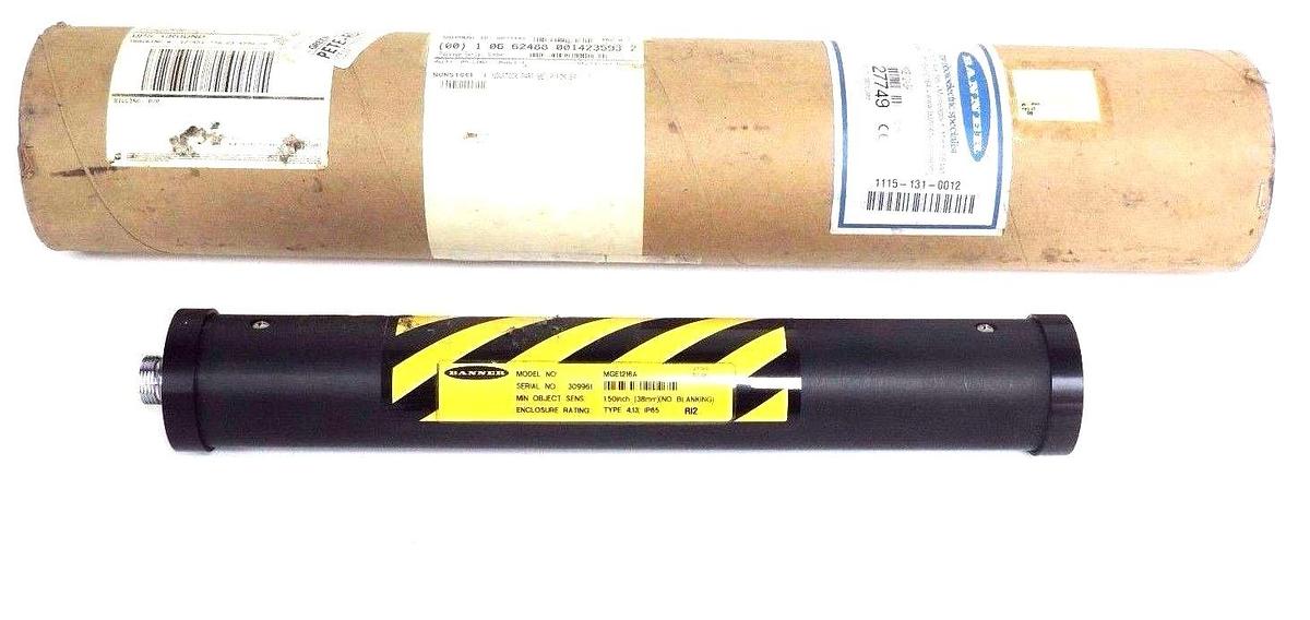 Used BANNER MGE1216A LIGHT CURTAIN EMITTER GUARD 27749, 38MM