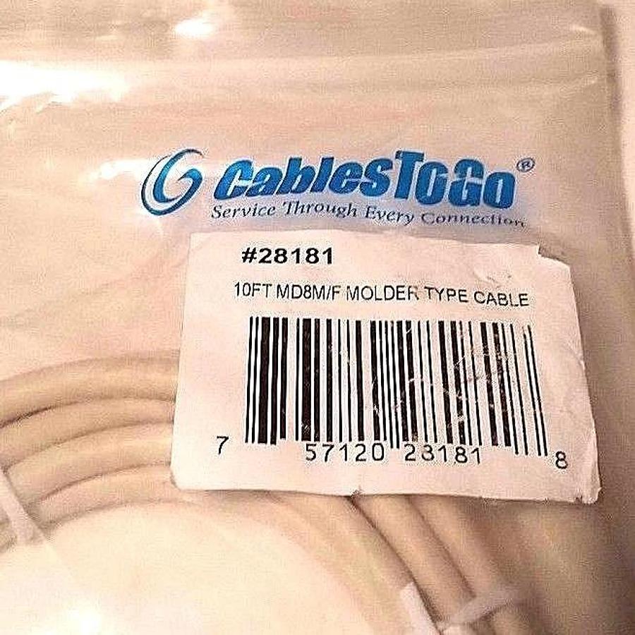 Used NEW CABLES TO GO 28181 MOLDER TYPE CABLE 10FT, MD8M/F