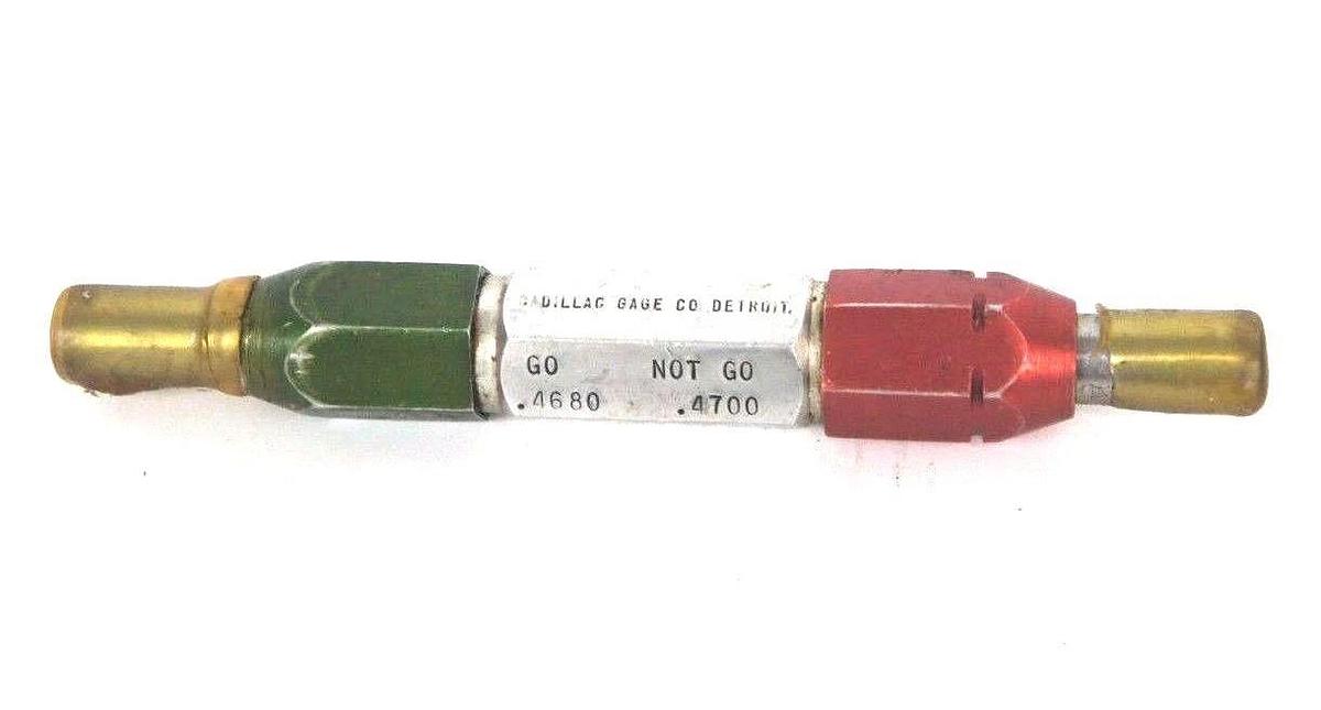 Used CADILLAC GAGE CO. GA-2-645 PLUG GAGE GO 0.4680MM NO GO 0.4700MM
