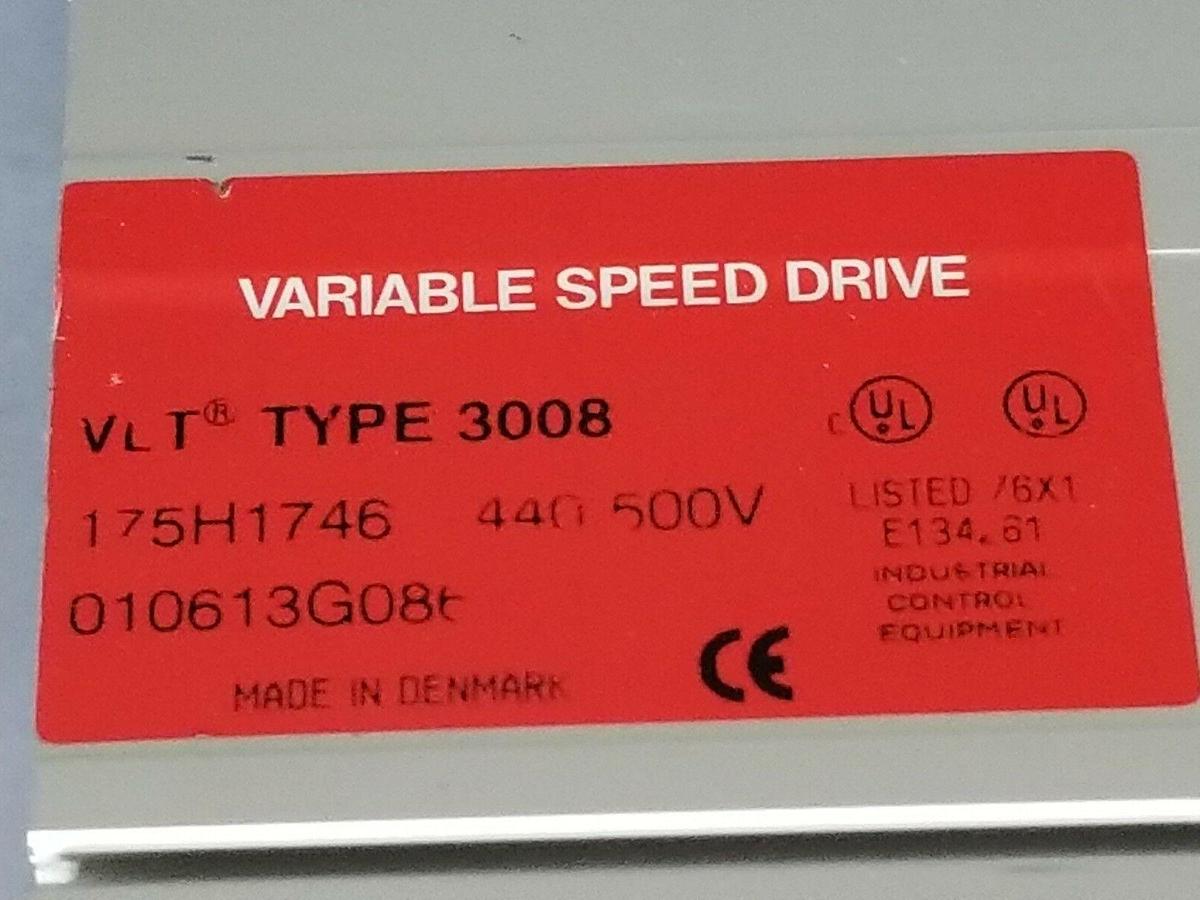 Used DANFOSS 175H1746 VLT TYPE 3008 VARIABLE SPEED DRIVE 440 500V VLT-3008-175H1746