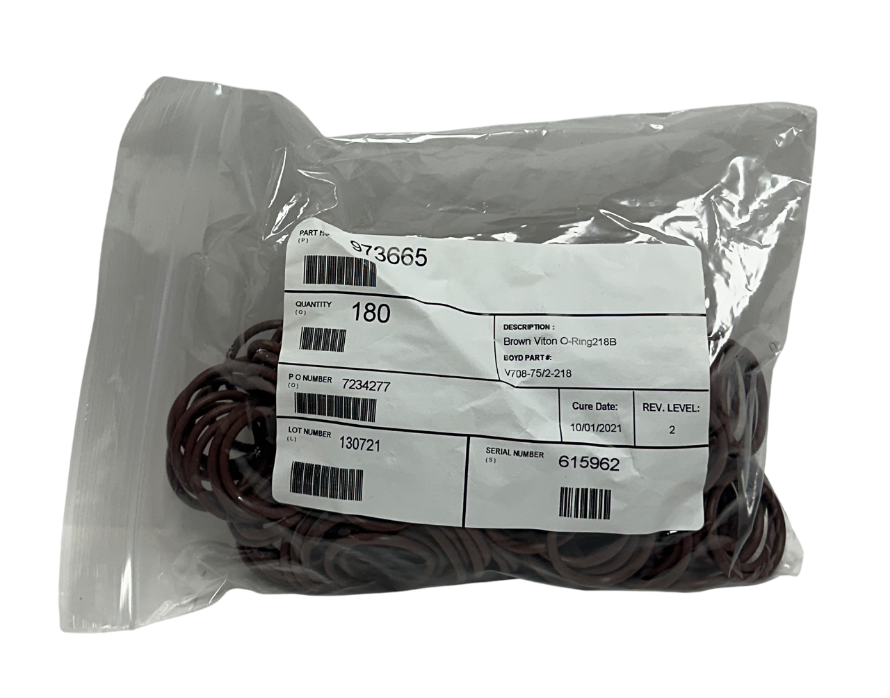 Used 180 BOYD V708-75/2-218 / 973665 BROWN O-RINGS 218B OEM NSNP