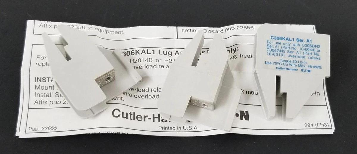 Used LOT OF 6 NIB CUTLER-HAMMER C306KAL1-3B LUG ADAPTOR ASSEMBLIES C306KAL13B