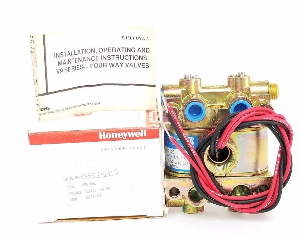 Used NIB HONEYWELL SKINNER VALVE V955LEH2100 COIL: AB6-A0Z, 120/60 110/50