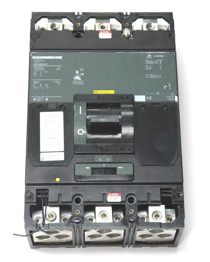 Used NEW SQUARE D MHL365001021 MOLDED CASE CIRCUIT BREAKER 600V 500A