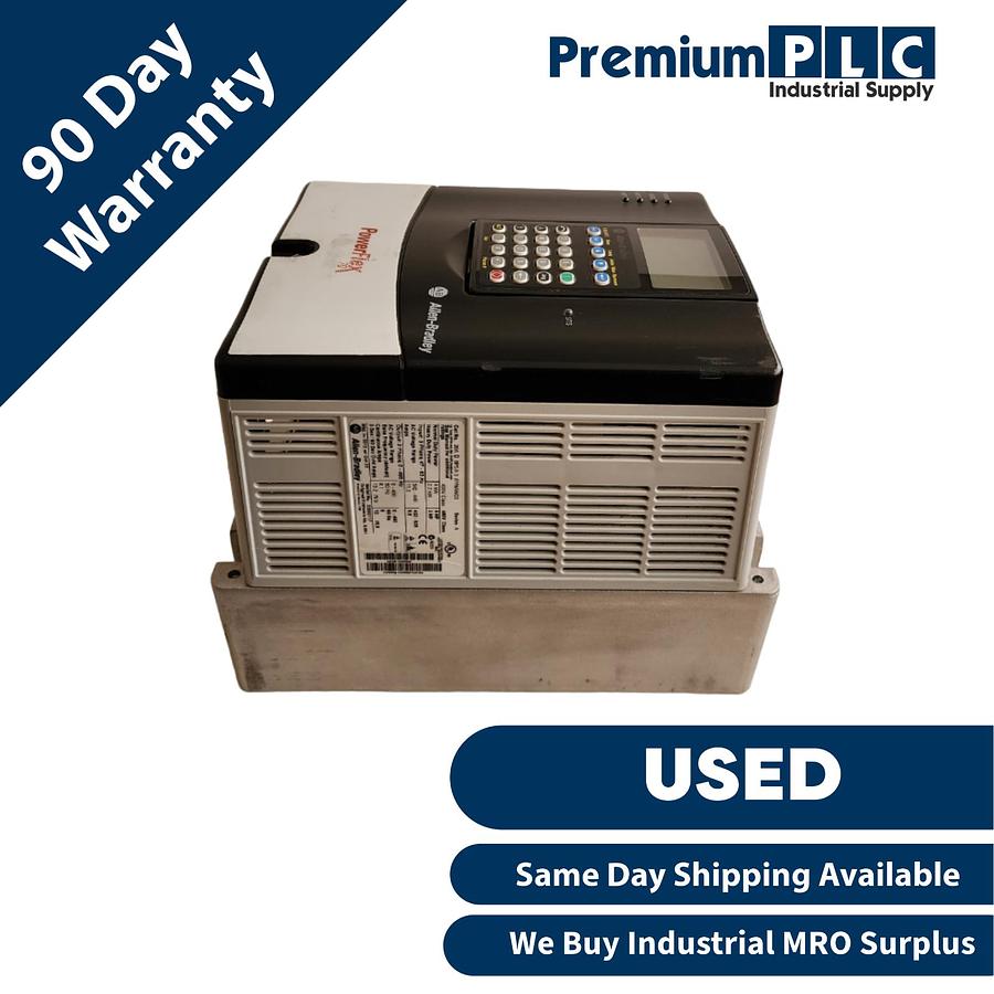 Used ALLEN BRADLEY 20AD8P0A3AYNANC0 /A POWERFLEX 70 AC DRIVE 8A 5HP 480V FRN. 5.001