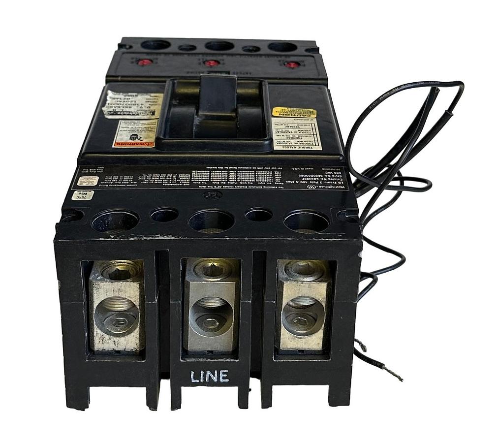 Used WESTINGHOUSE LB3400F / 5680D03G08 CIRCUIT BREAKER 3-POLE 400A 600V W/ 458D070G01