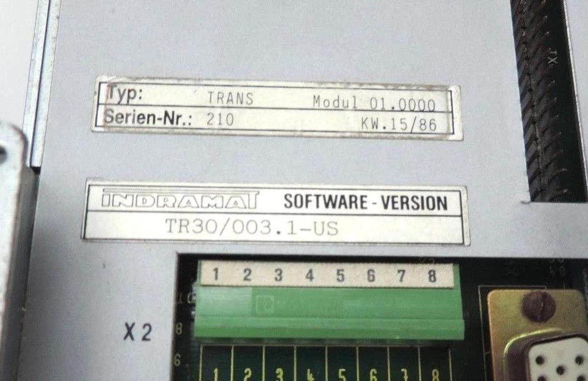 Used INDRAMAT TRANS 01 MODUL TRANS-01.0000 DRIVE SOFTWARE VERSION TR30/003.1-US