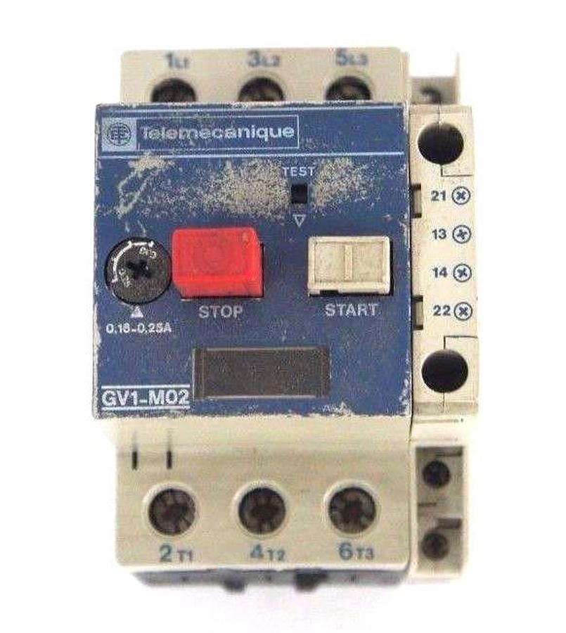 Used TELEMECANIQUE GV1-M02 MOTOR PROTECTOR GV1M02, 660V .16-.25AMP, 50/60HZ
