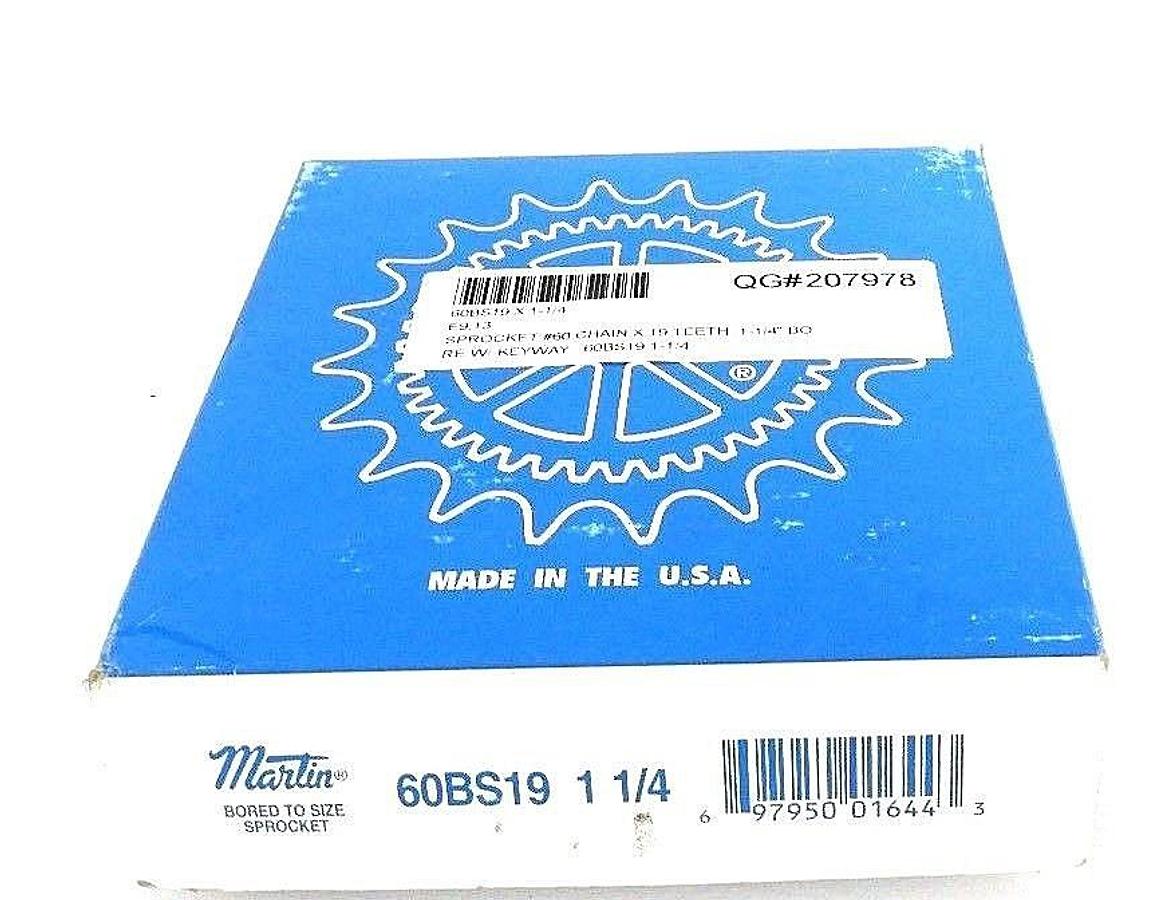 NIB MARTIN 60BS19-1-1/4 SPROCKET B HUB 19TEETH 1.25IN BORE 60BS19114