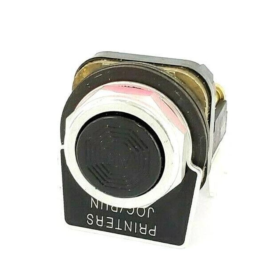 Used ALLEN BRADLEY 800T-A PUSHBUTTON SER. T W/ 800T-XD1 SER. D CONTACT BLOCK W/ PLATE